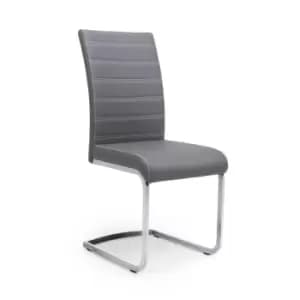 2 x Shankar Callisto Leather Effect Grey Dining Chairs