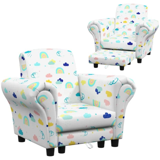AIYAPLAY Aiyaplay - 2 Piece Kids Sofa Set with Dinosaur Design, for Nursery White 5056725563578