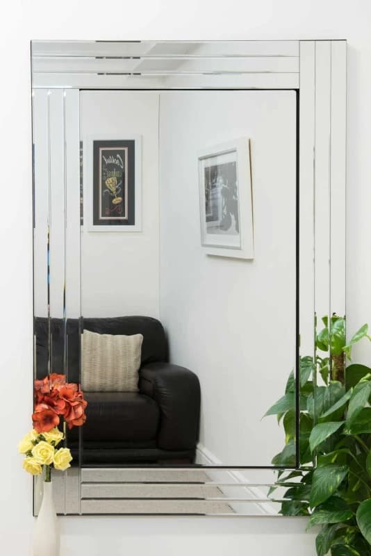 Mirroroutlet Oakley All Glass Triple Edge Bevelled Large Frameless Modern Mirror 120 X 80 Cm