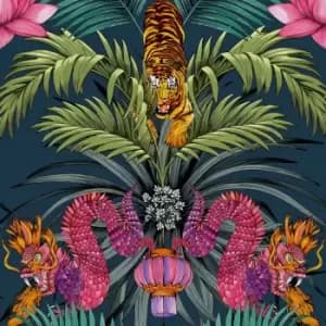 Belgravia Decor Wilson Tiger Blue Wallpaper