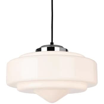 Firstlight - Art Deco Pendant Light Chrome with Opal White Glass