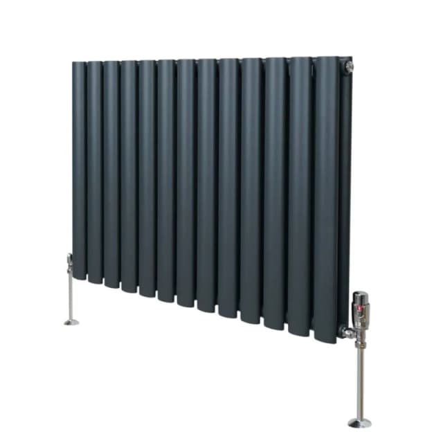 Monstershop Oval Column Radiator & Valves - 600Mm X 780Mm - Anthracite Grey 10732
