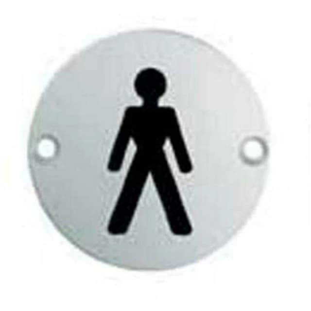 Loops Bathroom Door Male Symbol Sign 76mm Diameter Satin Anodised Aluminium Multi