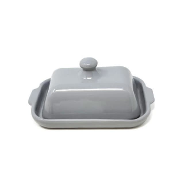 Verano Spanish Ceramics Rustic Pastel Fully Dipped Terracotta Kitchen Dining Butter Dish Grey 20Cm L X 13Cm W (Internal 4.5Cm H)