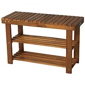 HOMCOM Shoe Rack Bench Teak 770 mm x 75mm x 340 mm