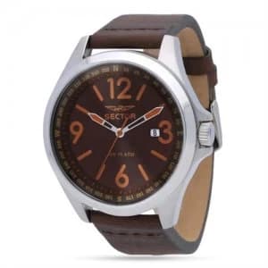 SECTOR WATCHES MODEL 180 R3251180016 - MOVEMENT: QUARTZ - CASE: STAINLESS STEEL - 54.7X48.5mm - STRAP: LEATHER/CUOIO - GLASS: MINERAL - WATER RESISTAN