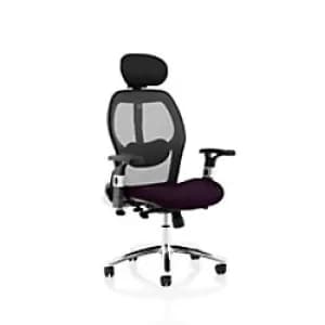 Dynamic Basic Tilt Executive Chair Height Adjustable Arms Sanderson II Black Back, Tansy purple Seat With Headrest High Back