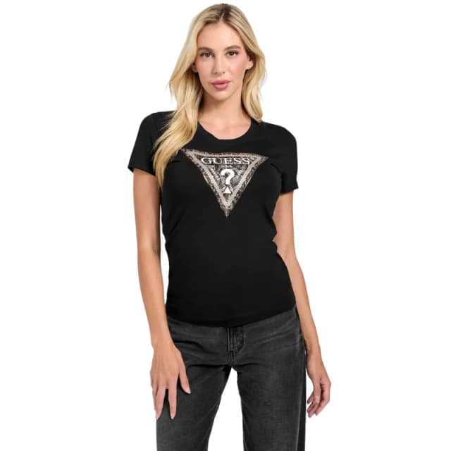 Guess Womens T-Shirt Guess Triangle Python Noir Female M
