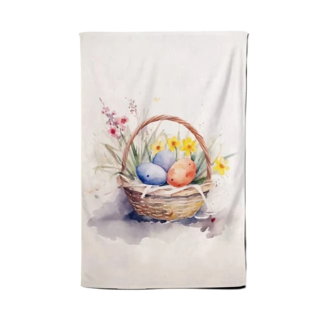 Warren Reed - Designer Watercolour Easter Basket Tea Towel Multicolor Unisex