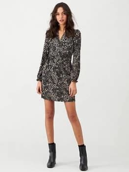 Oasis Mollie Pussy Bow Dress - Multi/Black, Multi Black Size M Women