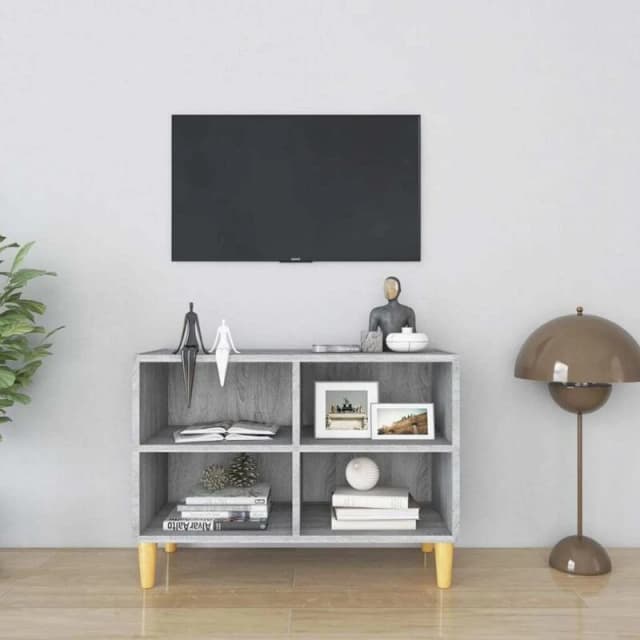 VIDAXL Vidaxl - tv Cabinet with Solid Wood Legs Grey Sonoma 69.5x30x50cm 8720286854969