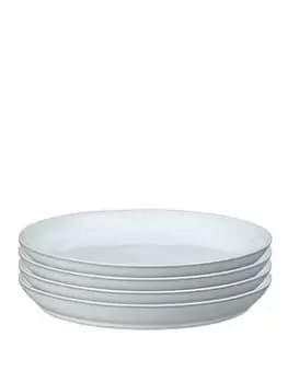 Denby White Speckle Set Of 4 Coupe Dinner Plates