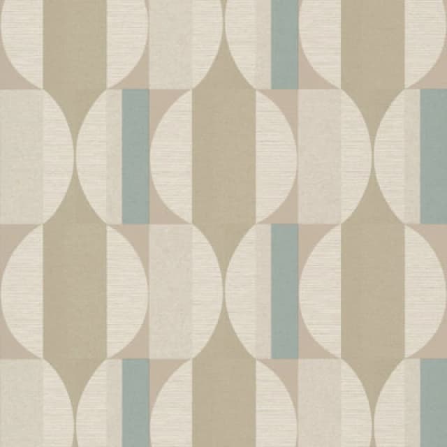 Grandeco Boutique Fuma Retro Geometric Luxury Weight Embossed Wallpaper, Blue Beige