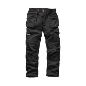 Scruffs Flex Black Mens Multi-Pocket Trousers, W32" L32"