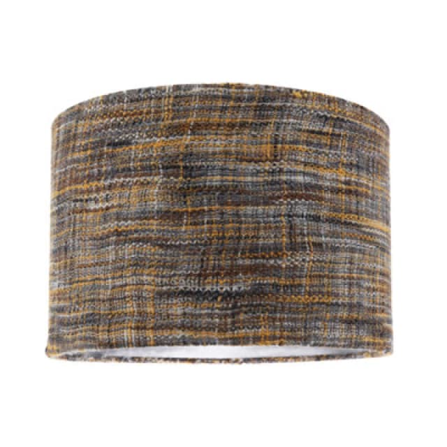 Happy Homewares Vintage Lined Linen Fabric Lamp Shade In Mustard Burgundy And Grey