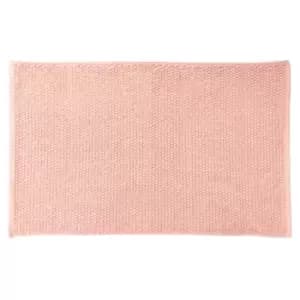 The Linen Yard Loft Woven Cotton Anti-slip Bath Mat Blush