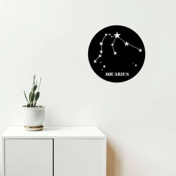 Aquar?us Horoscope - Black Decorative Metal Wall Accessory
