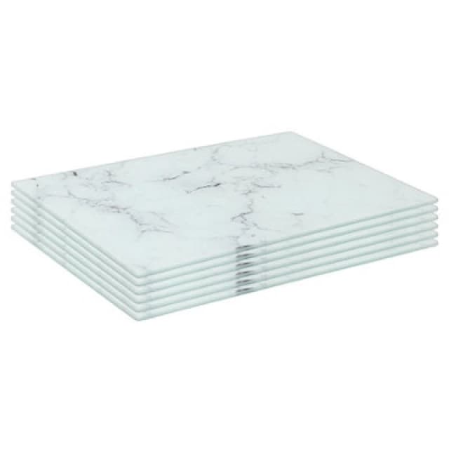 Harbour Housewares 6X Glass Placemats - 30 X 20Cm - Marble - Dining Table Place Mats Tabletop Protector For Kitchen Worktops