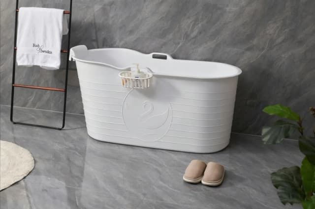 Fimous Bathtub Freestanding Bath for Hot Bath and Ice Bath for Small Bathroom White White