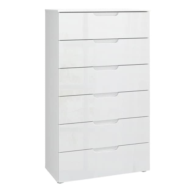 Sienna Chest Of 6 Drawers In White/white High Gloss