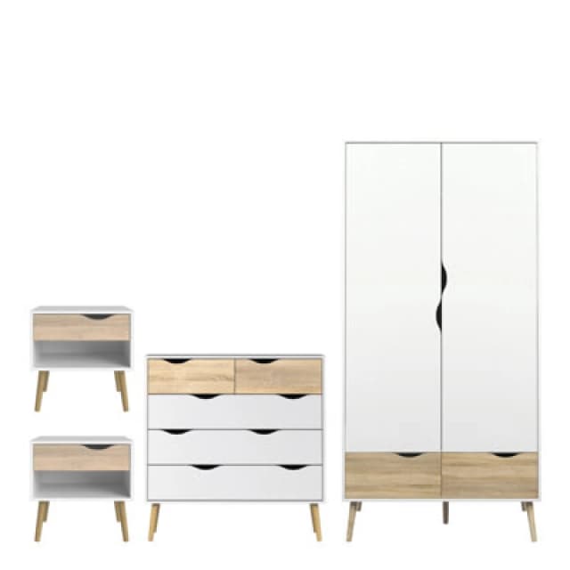 Furniture To Go Oslo 4 Piece Bedroom Set White & Oak
