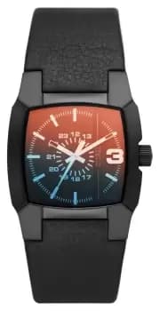 Diesel DZ2000 Cliffhanger Black Dial Black Leather Strap Watch