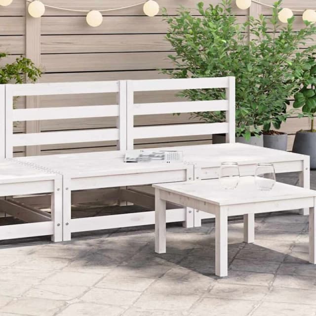 VIDAXL Garden Middle Sofas 2 pcs White Solid Wood Pine vidaXL 8720286354995