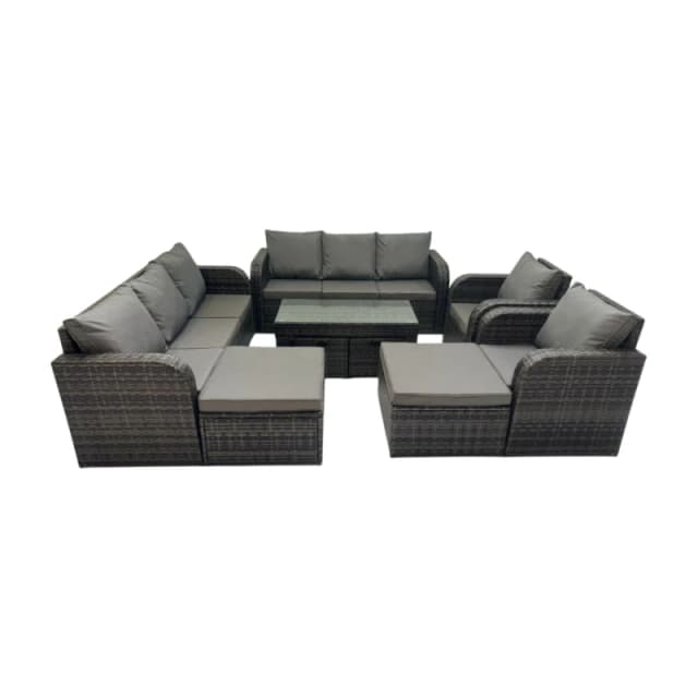Fimous 3 Seater Sofa Reclining Chair Coffee Table with 4 Footstool Dark Grey Dark Grey Unisex