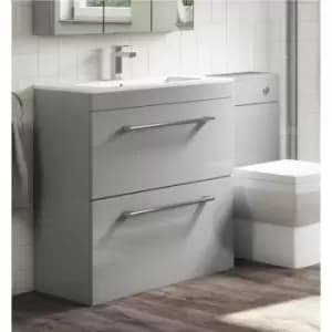 800mm Grey Freestanding Vanity Unit with Basin and Chrome Handles - Ashford