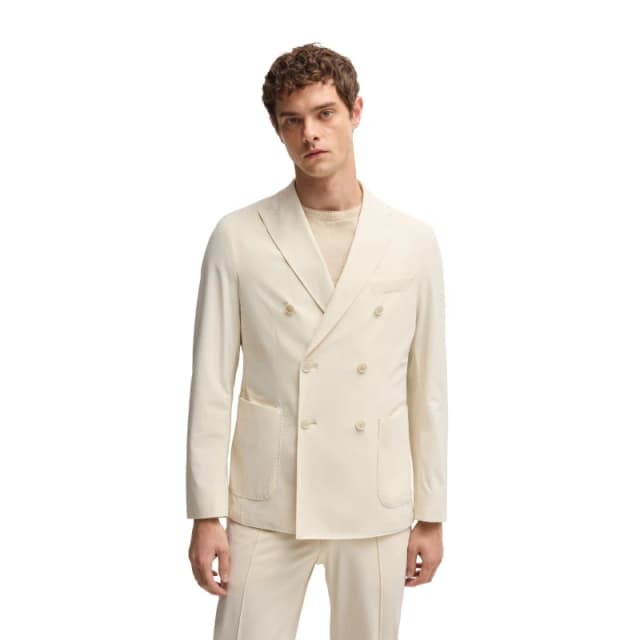 Boss Mens Hanry Double Breasted Formal Jacket Open White male 34 (44)