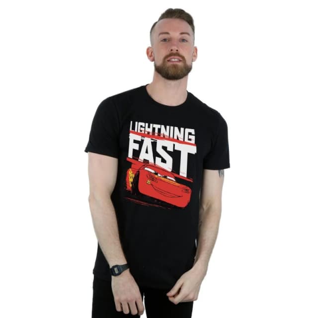 Disney Men Cars Lightning Fast T-Shirt in Black Size: Small Black S Male 5057245934718