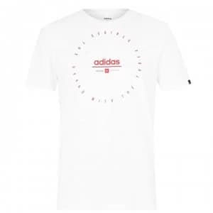 adidas Mens Graphics Adi Clock T-Shirt - White/Red