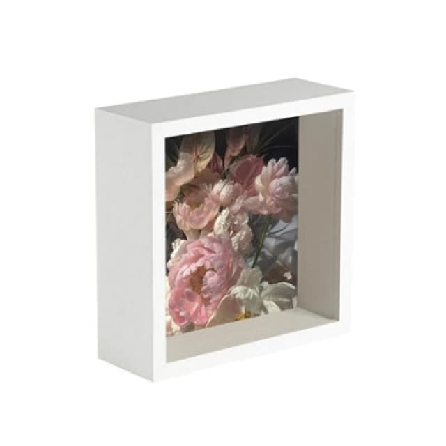 Nicola Spring 6 X 6" Deep Photo Frame - White - 3D Deep Box Picture Frame Portrait Display Case (16 X 16Cm)