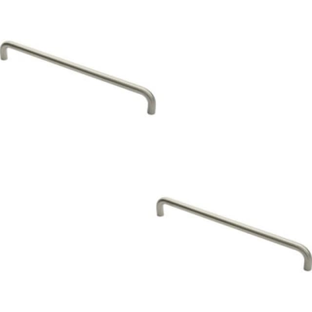 Loops 2x Round D Bar Pull Handle 469 x 19mm 450mm Fixing Centres Satin Stainless Steel Metallics unisex