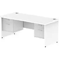 Dynamic Rectangular Office Desk White MFC Panel End Leg White Frame Impulse 2 x 2 Drawer Fixed Ped 1800 x 800 x 730mm