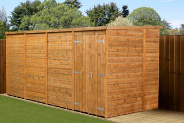 Empire Sheds Empire Modular Pent 16X6 Dipped Treated Tongue And Groove Wooden Garden Shed Double Door (16' X 6' / 16ft X 6ft) (16X6)