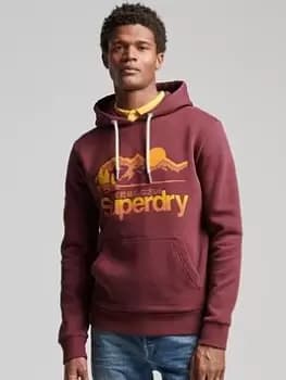 Superdry Great Outdoors Hoodie, Burgundy, Size L, Men