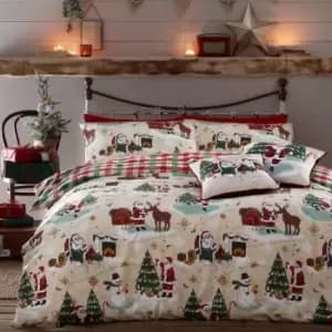 furn. Jolly Santa Duvet Cover and Pillowcase Set MultiColoured