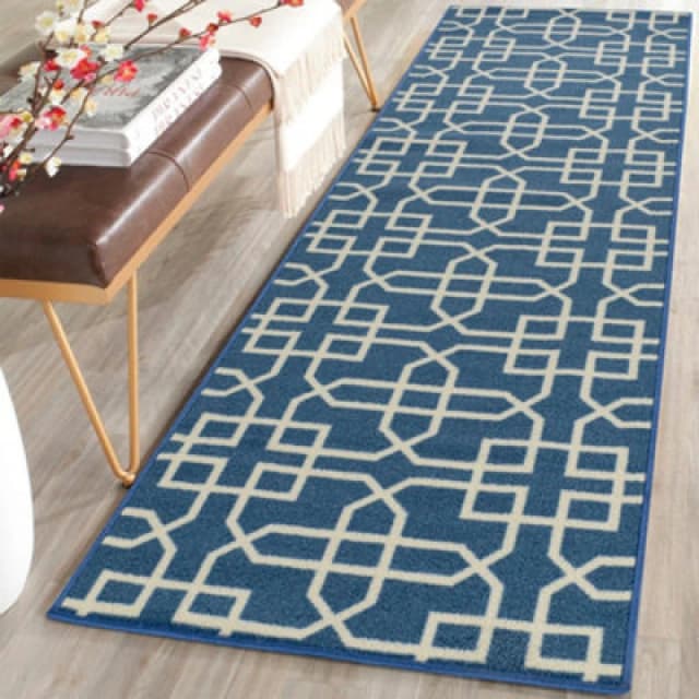 Smart Living Smart Living Siam Heavy Duty Machine Washable Hallway Kitchen Non Slip Door Mat in Blue Size: 67cm x 220cm Blue 67cm x 220cm Unisex 867