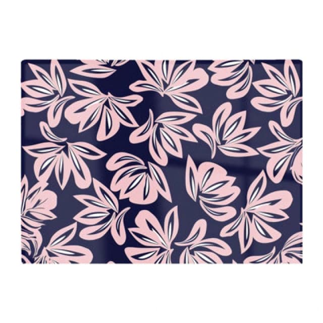 Warren Reed Designer Pink Navy Floral Botanical Pattern Glass Chopping Board