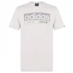 adidas New Box Linear Mens T-Shirt - RawWht/Grey/Blk