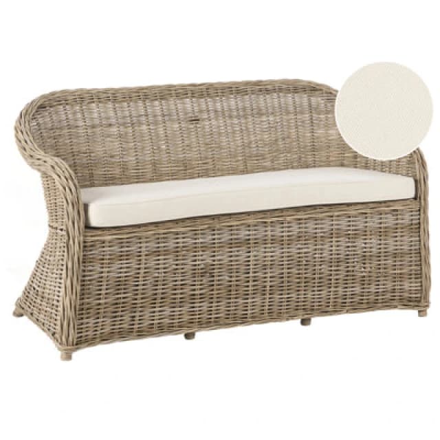 Beliani Garden Bench With Cushion Susua 150 Cm Rattan Natural
