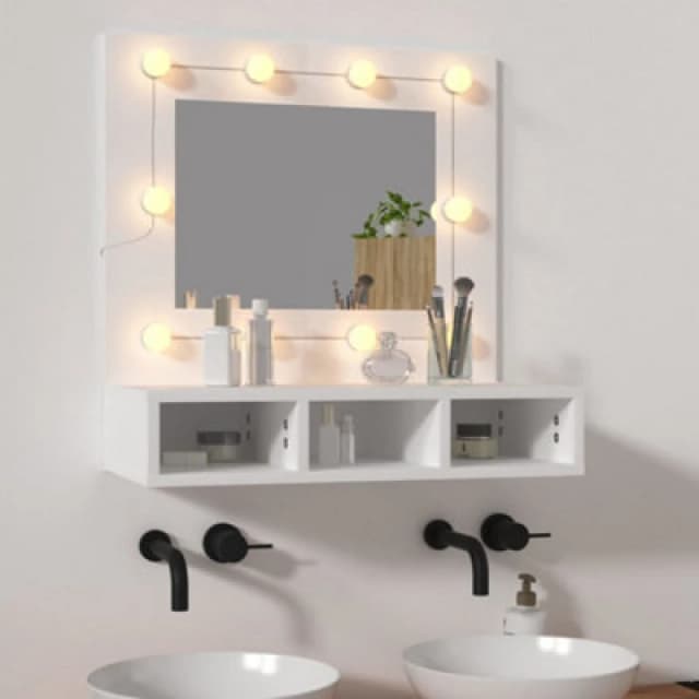 vidaXL Mirror Cabinet with LED White 60x31.5x62 cm, White 808882