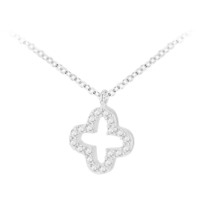 Be You 9ct White Gold CZ Petal Necklace Adjustable Statement Necklaces 17-18in White 72947301000