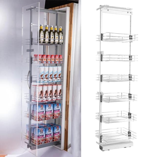LIFE IDEAS 6-Tier Metal Kitchen Pull-out Cabinet Basket Shelf Silver unisex One size