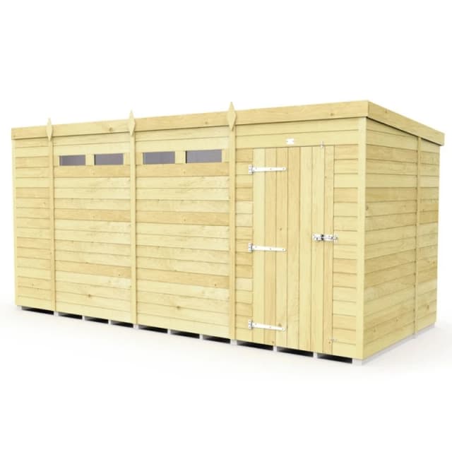 Buttercup Farm 14 x 7 Feet Pent Security Shed - Single Door - L214 x W417 x H201cm in Brown Brown Unisex