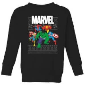 Marvel Avengers Group Kids Christmas Sweatshirt - Black - 11-12 Years