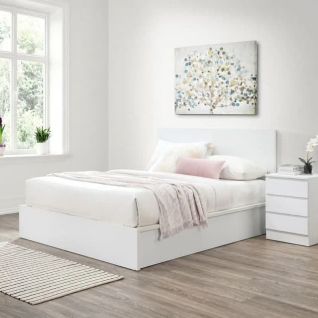 Birlea Oslo White Wooden Ottoman Bed Frame - 4ft6 Double
