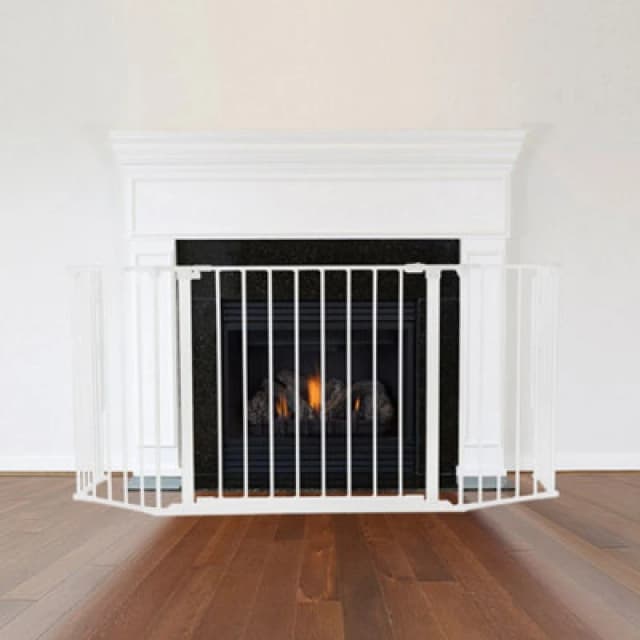 Safetots Multi Panel Fire Surround, 49Cm Deep X 105Cm Wide, White, 70Cm Tall, Child And Pet Safety, Baby And Toddler Fire Guard