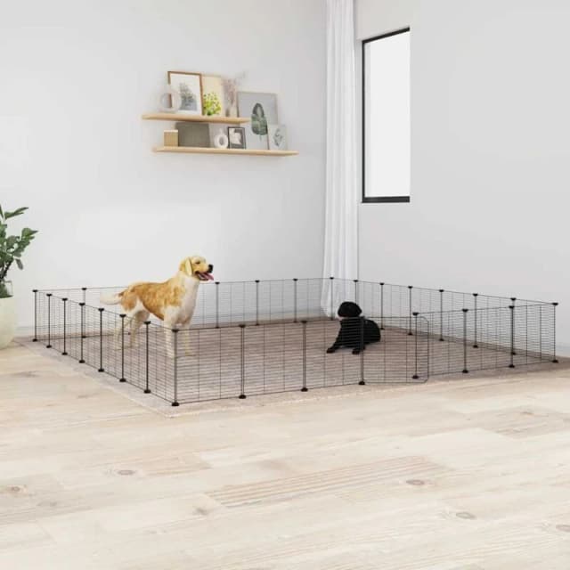 VIDAXL 28-Panel Pet Cage with Door Black 35x35cm Steel Vidaxl 8720287190592